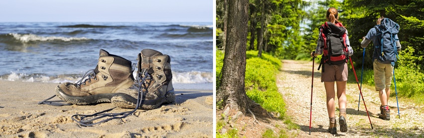 Wanderschuhe am Meer